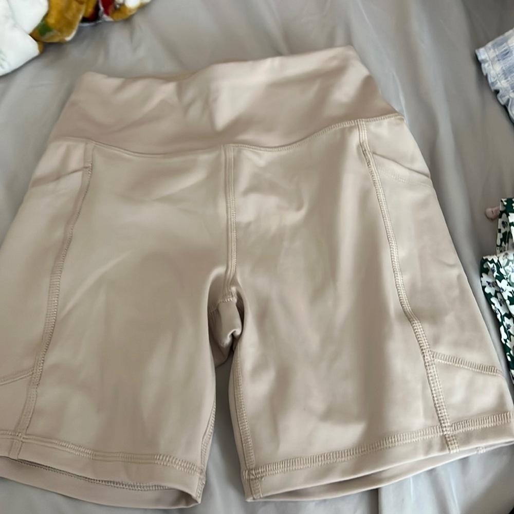 Tan biker shorts